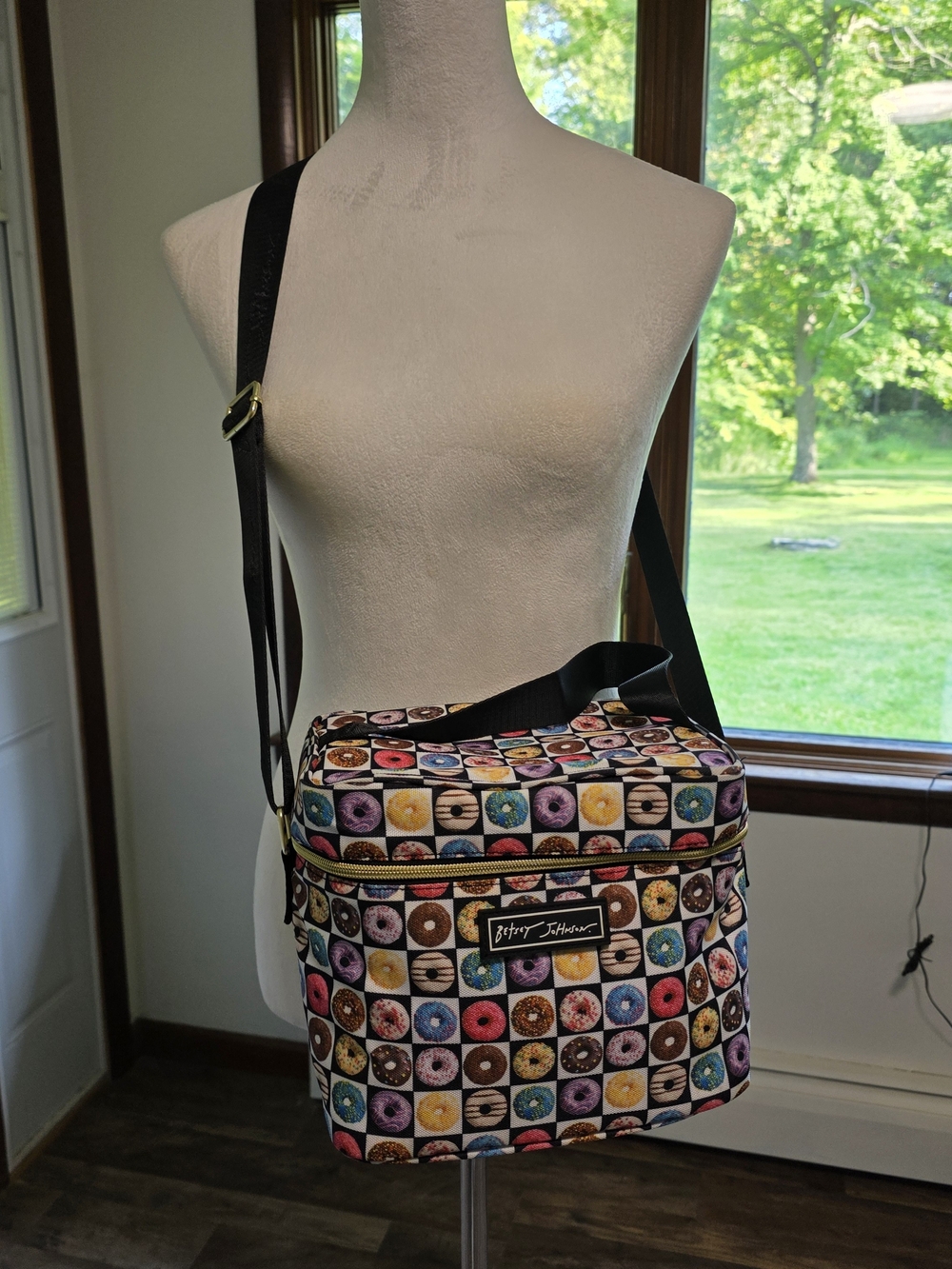 Betsey Johnson Multicolor Donut Print Crossbody Bag 6 Can Cooler